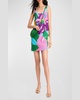 orchid bloom floral-print sequin mini dress