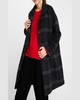 Snap-Front Plaid Wool Coat