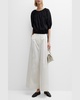 Sargent Embroidered Pleated Wide-Leg Pants