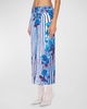 Flower Body Morphing Print Jersey Maxi Skirt