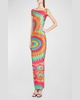 Abstract-Print Zip-Hem Maxi Skirt