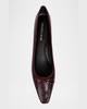 Cecile Snake-Embossed Leather Ballerina Flats