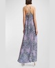 Gleeful Sequined Leopard-Print Sleeveless Maxi Dress