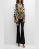 Printed Boat-Neck Belted Caftan Top 