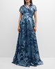 Metallic Floral Collared Gown