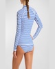 Amalfi Striped Long-Sleeved Rashguard Swim Top 