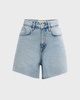 T-Long High Rise Cut-Off Denim Shorts