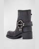 Leather Harness Buckle Biker Ankle Boots