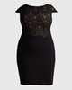 Plus Size Bodycon Lace & Crepe Midi Dress