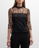 Lace High-Neck Shirt w/ Attached Camisole