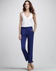 Two-Tone Flare-Leg Satin Back Crepe Pants