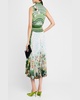 Hollie Garden-Print Sleeveless Pleated Midi Dress