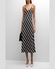 Striped Spaghetti-Strap Slip Dress