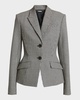 Houndstooth Single-Breasted Tailored Blazer