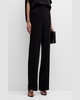 Mid-Rise Straight-Leg Stretch Crepe Pants