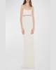 Stefania Sheer-Panel Column Gown