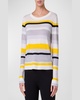 Striped Merino Cool Wool Long-Sleeve Crewneck Sweater