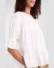 Smocked Puff-Sleeve Pima Cotton Blouse