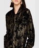 Tie-Neck Metallic Floral Jacquard Blouse