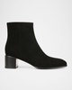 Suede Block-Heel Ankle Booties