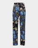 Patchwork Floral-Print Wide-Leg Pants