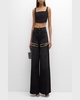 High-Rise Crystal Slit Wide-Leg Jeans