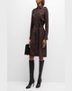 Marcia Long-Sleeve Belted Wool Shirtdress