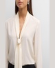 Angelique Long Tie-Neck Silk Blouse