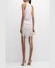 Althea Fringe Lace-Trim Halter Mini Dress