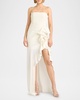 Drina Sleeveless Satin Wrap Gown