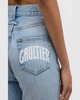 Screen-Printed Logo Pockets Straight-Leg Denim Pants