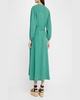 Selene Blouson-Sleeve Cotton Gauze Midi Dress