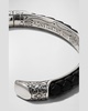 Men's Cassiopeia Sterling Silver & Leather Cuff Bracelet