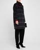 Snap-Front Plaid Wool Coat