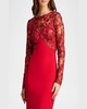 Floral-Embroidered Lace and Crepe Dress