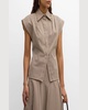 The Gabi Button-Front Shirt with Pleated Shoulder Detail