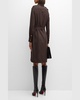 Marcia Long-Sleeve Belted Wool Shirtdress