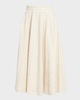 Fumiko Pleated Wool Silk Linen Midi Skirt