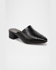 Cecile Leather Cap-Toe Loafer Mules