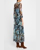 Mazzy Floral-Print Embroidered Maxi Dress