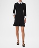 Contrast Collar And Cuffs Long-Sleeve Mini Dress