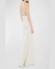 Stefania Sheer-Panel Column Gown