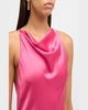 Cowl-Neck Sleeveless Slit-Hem Doubleface Satin Gown