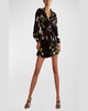 Floral-Print Silk Mini Wrap Dress