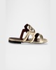 Metallic Link Flat Slide Sandals