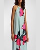 Fotshot Neck-Tie Floral Sleeveless Halter Maxi Dress