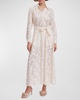 Adelie Sheer Floral-Embroidered Maxi Shirtdress