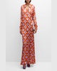 Groovy Dot Tie-Back Long-Sleeve Maxi Shirtdress