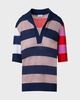 Colorblock Striped Knit Polo Sweater