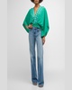 Itzel Braided Mid-Rise Straight-Leg Jeans 